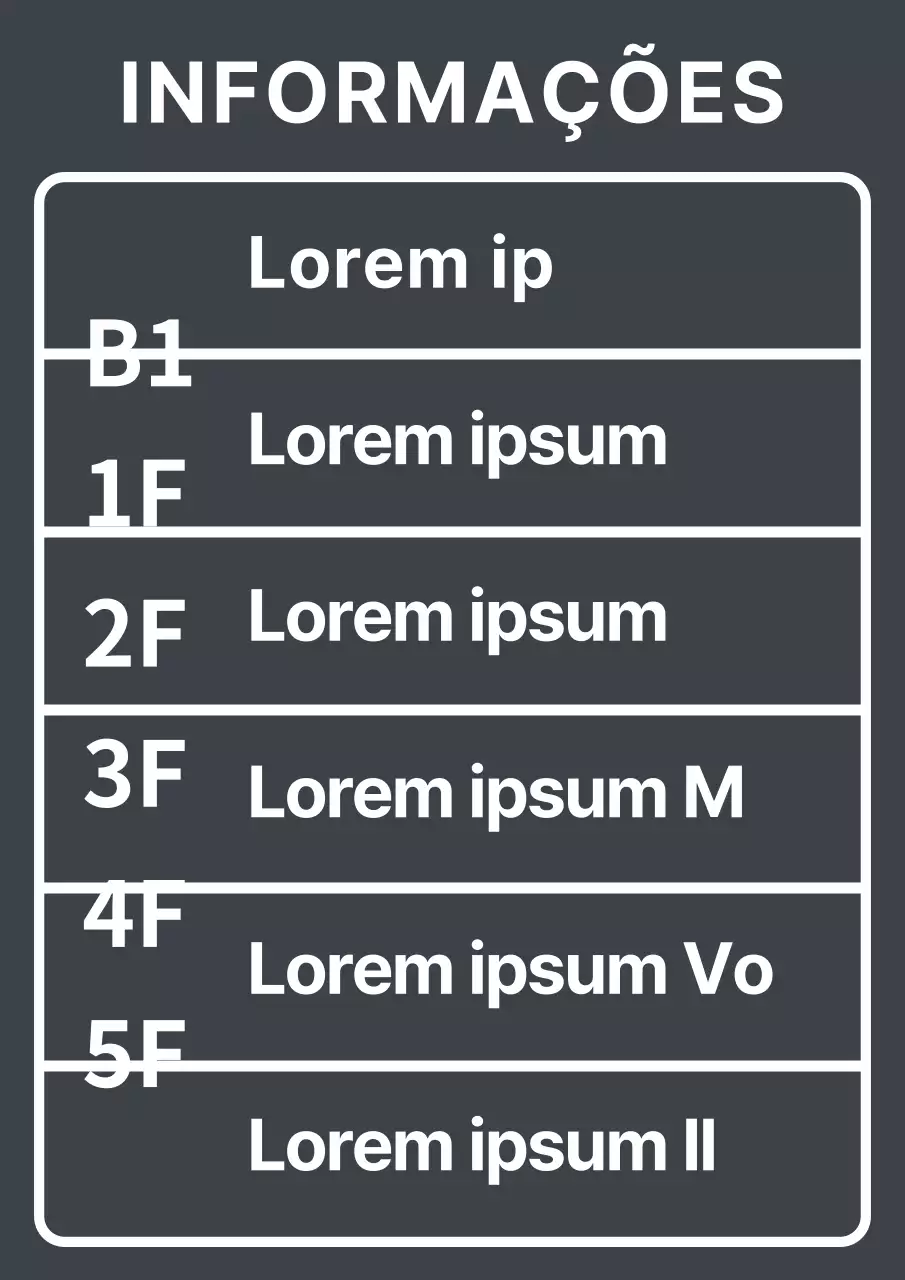 Autocolante branco simples com letras de informação sobre edifícios