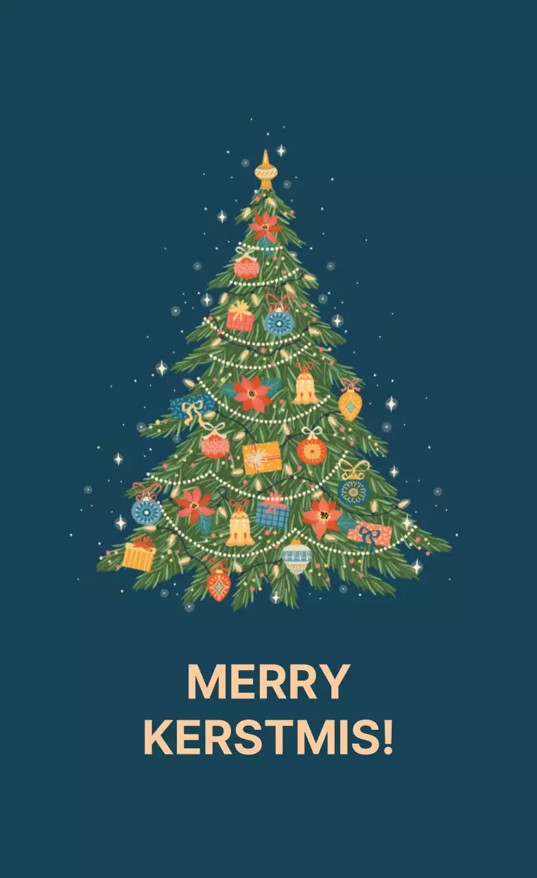 Blauw geïllustreerd kerstetiket