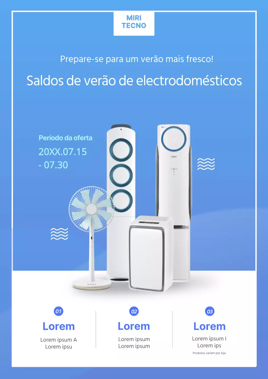 Cartaz azul do aparelho de verão