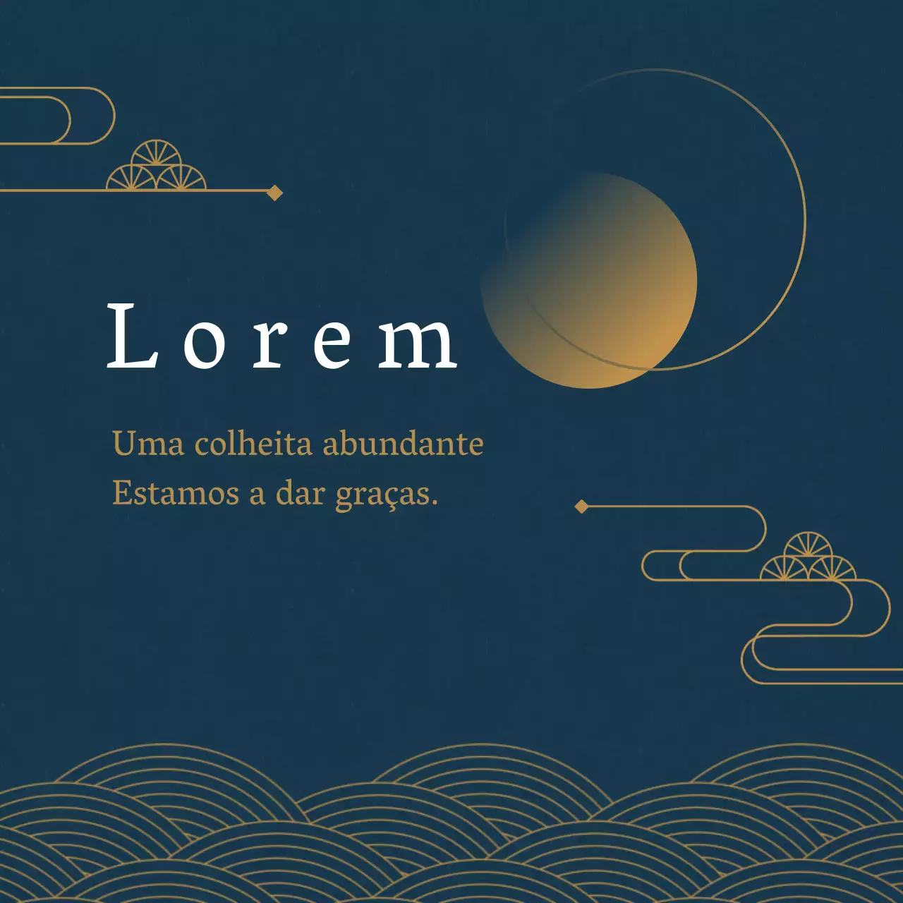 Uma simples saudação turquesa e amarela para o Chuseok