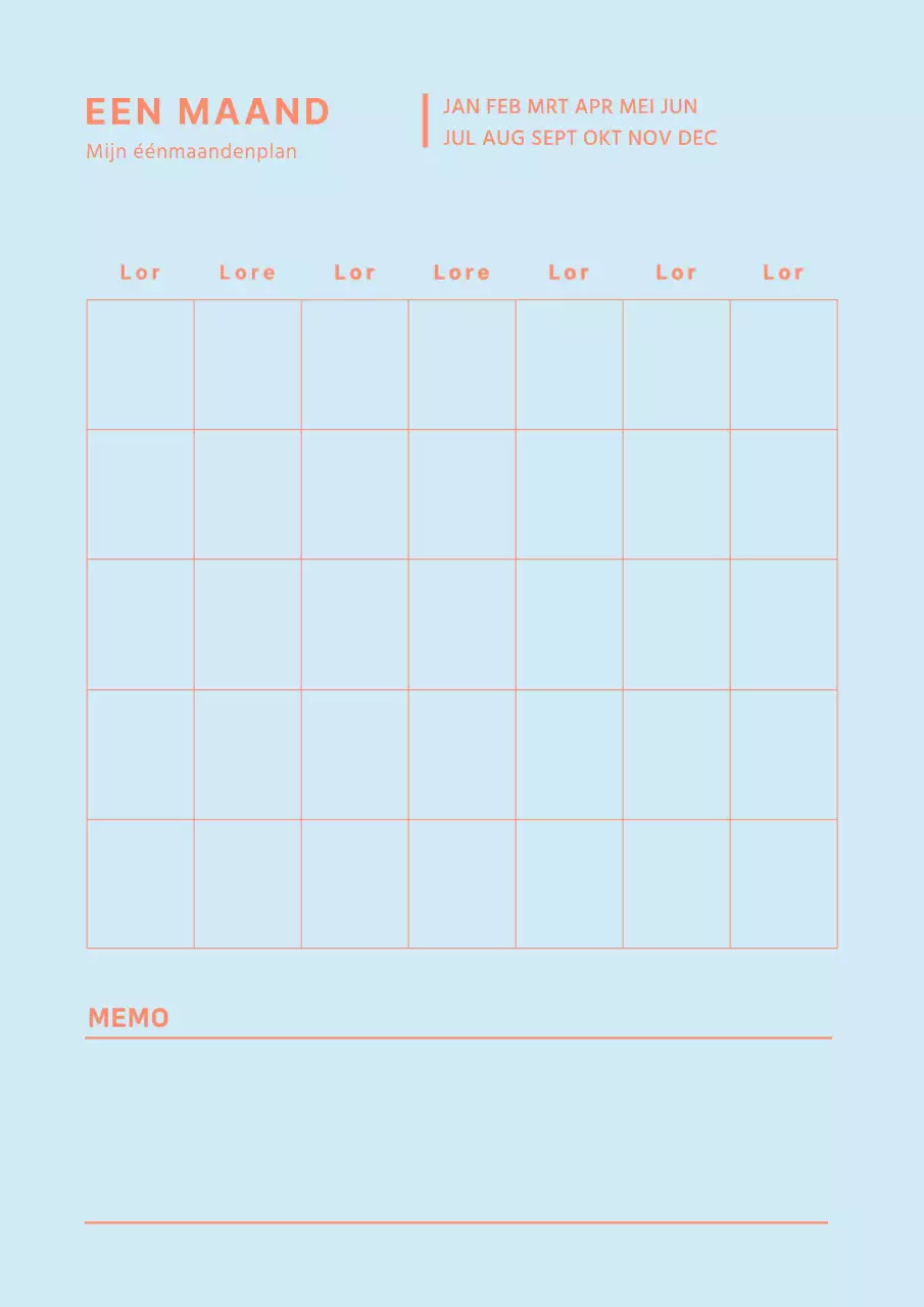 Lijn Munsley planner in lichtblauw en oranje