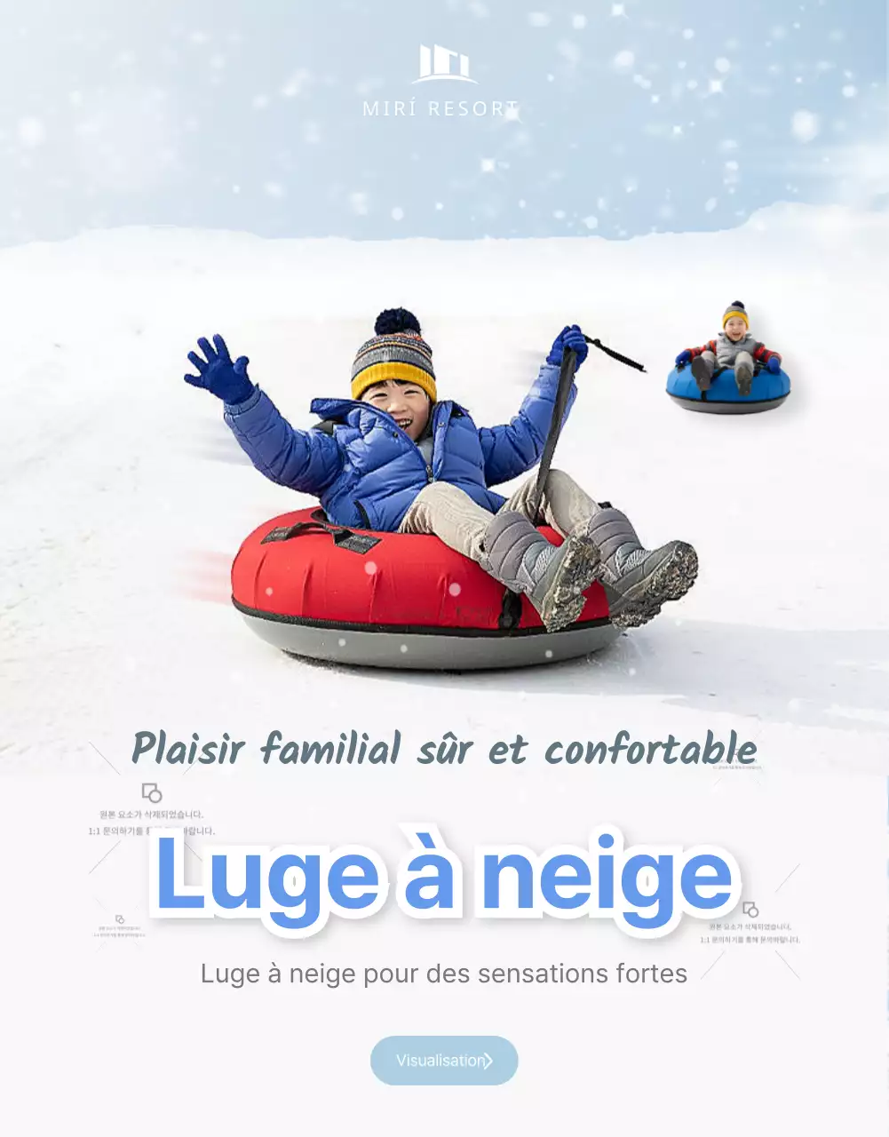 Colline de luge blanche et bleue page détaillée