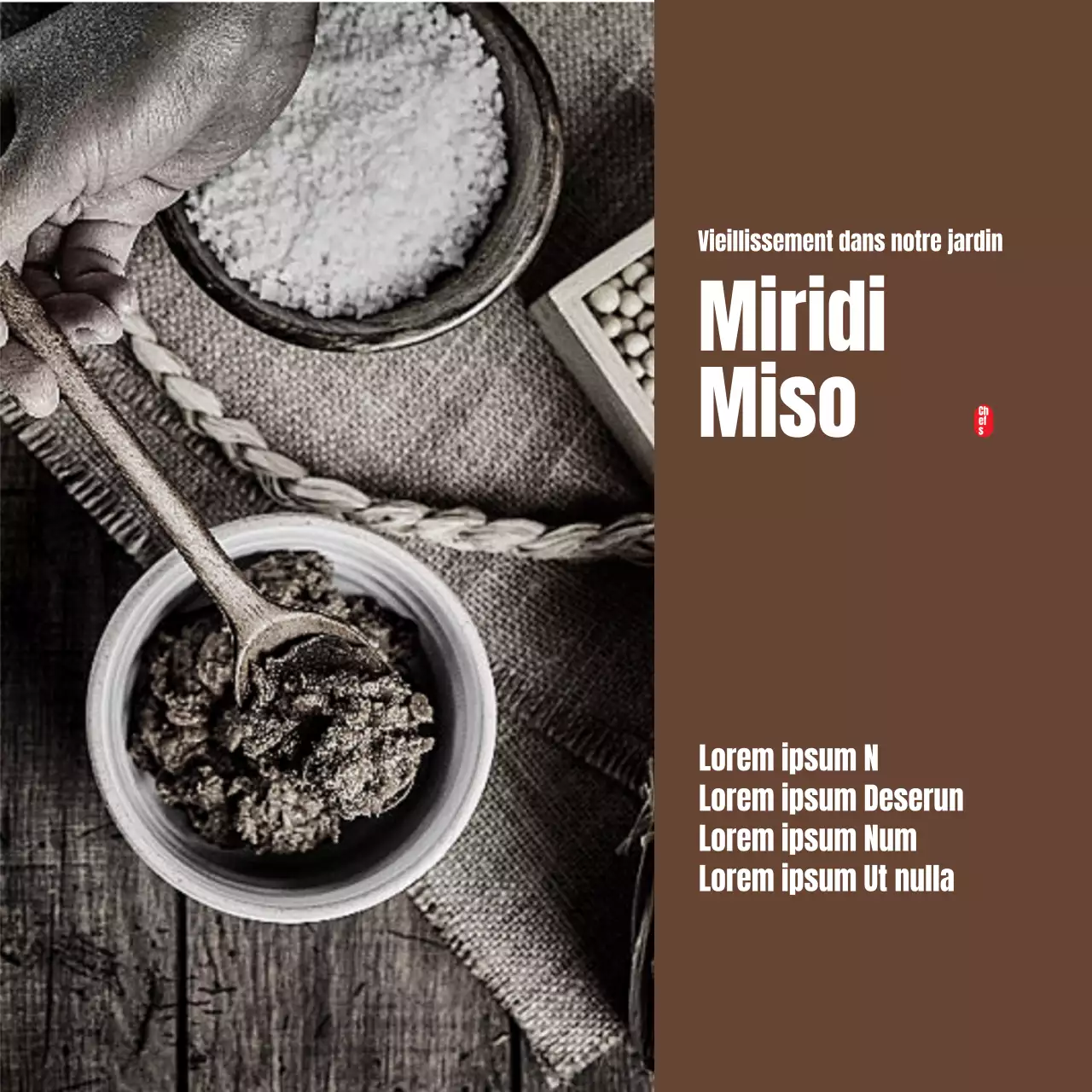 Carte postale carrée à l'effigie du miso brun