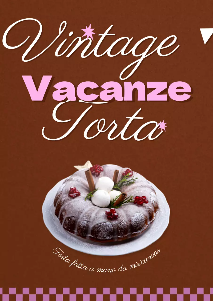 Poster d'epoca della pasticceria con sfondo marrone e rosa