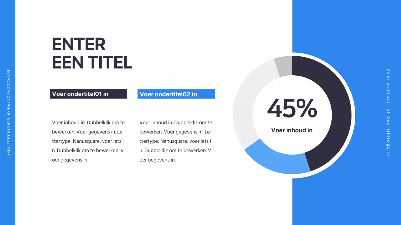 Een eenvoudige zakelijke donutgrafiek in blauw