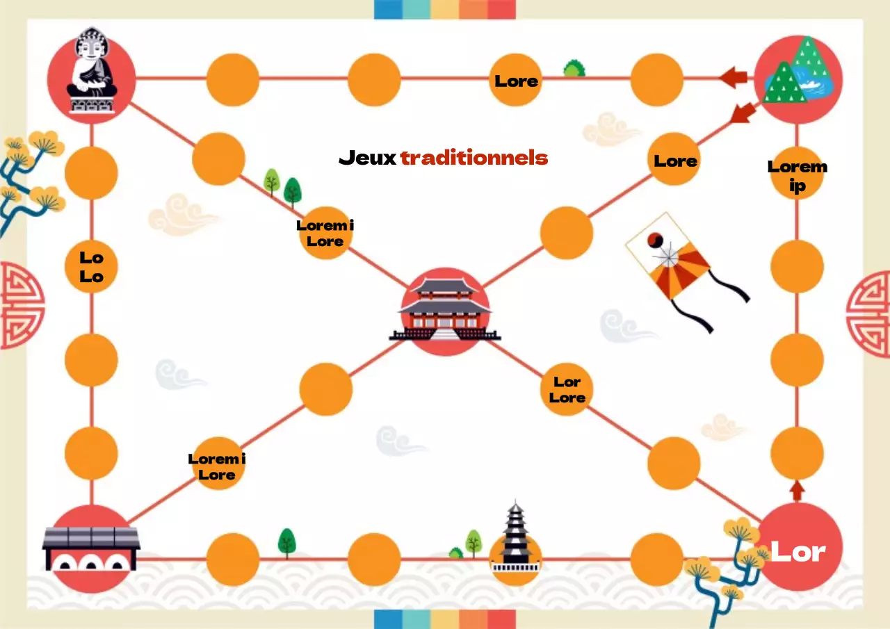 Icône de l'héritage culturel rouge et orange propre et motorisé Affiche web pour les jeux traditionnels