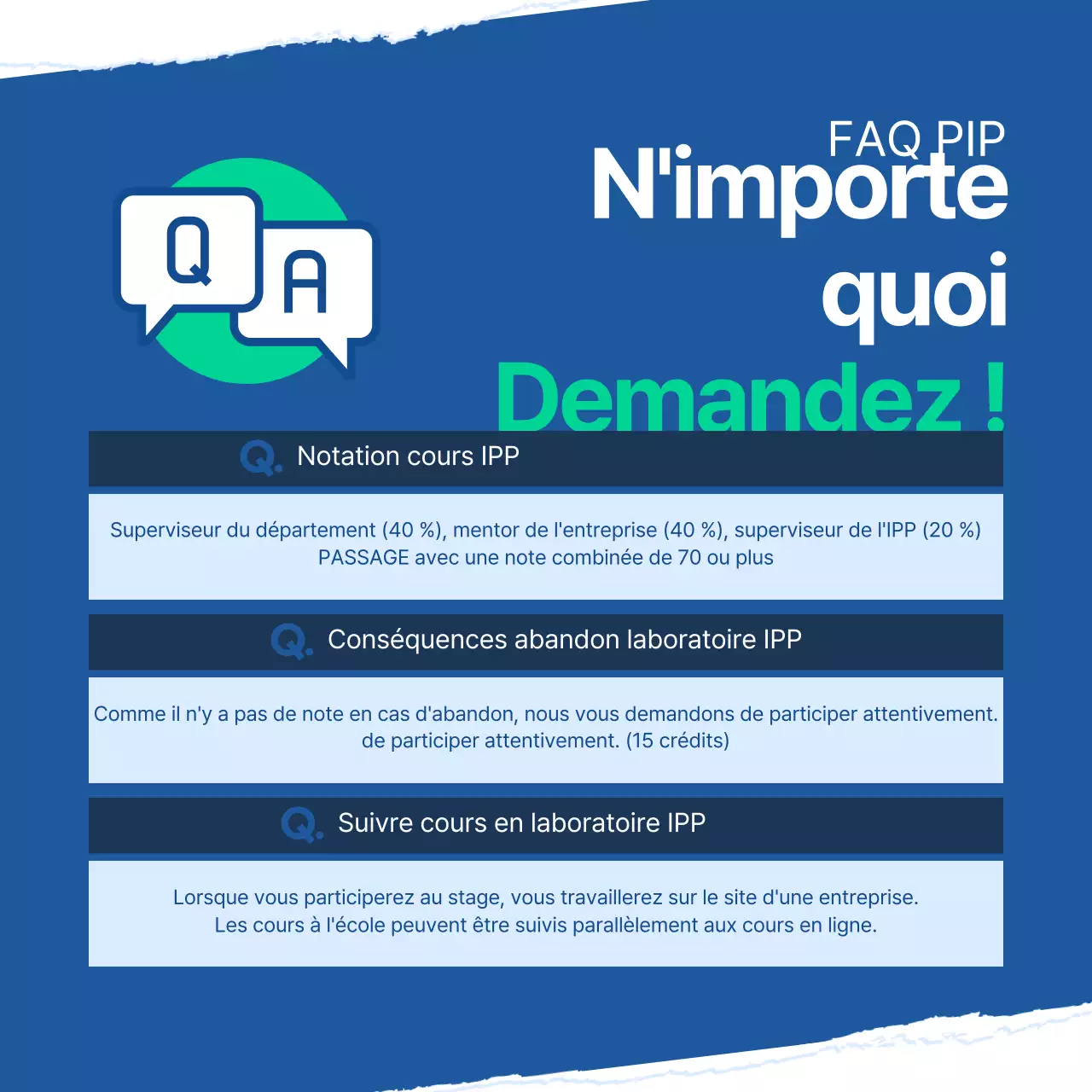 Le parcours universitaire bleu et menthe