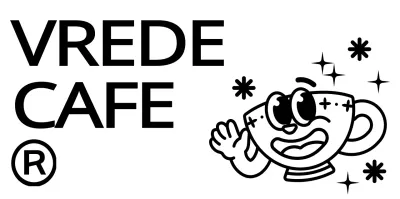 Leuke en hippe koffiekop karakter en tekst combinatie in zwart-wit Logo stijl voor cafe promotie en promotie