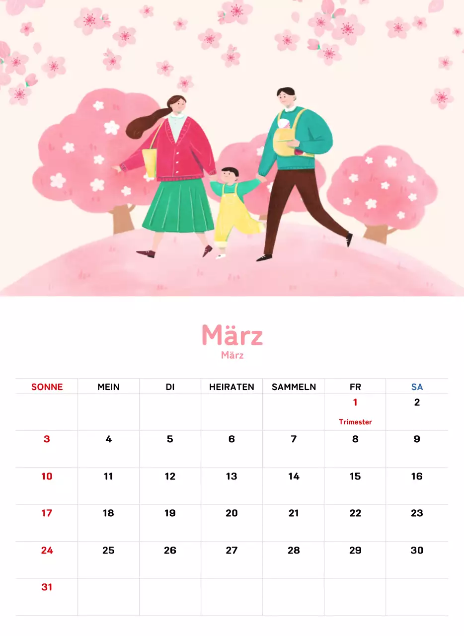 Ein warmer, illustrierter Kalender für das neue Jahr