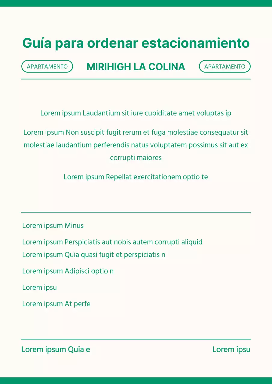 Señalización de orden de aparcamiento de concepto limpio en amarillo claro y verde