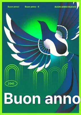 Poster artistico di Capodanno con effetto sfumato di chartreuse e blu chiaro