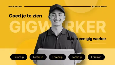 Gig workers in geel en zwart interviewen