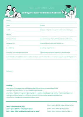 Bewerbungsformular für ein mintfarbenes Illustrationsstudio-Shooting