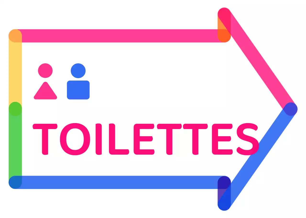Des flèches colorées et mignonnes pour indiquer la direction à prendre pour se rendre à la salle de bains