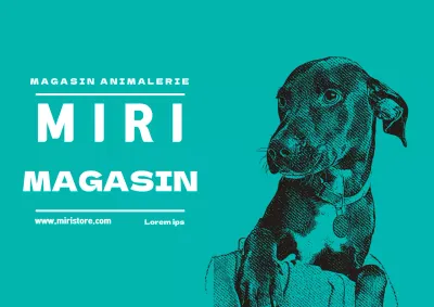 Étiquette illustrée turquoise pour animalerie