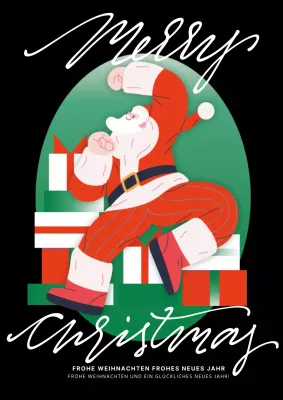 Black Modern Santa Claus Weihnachten Kunstwerk Poster