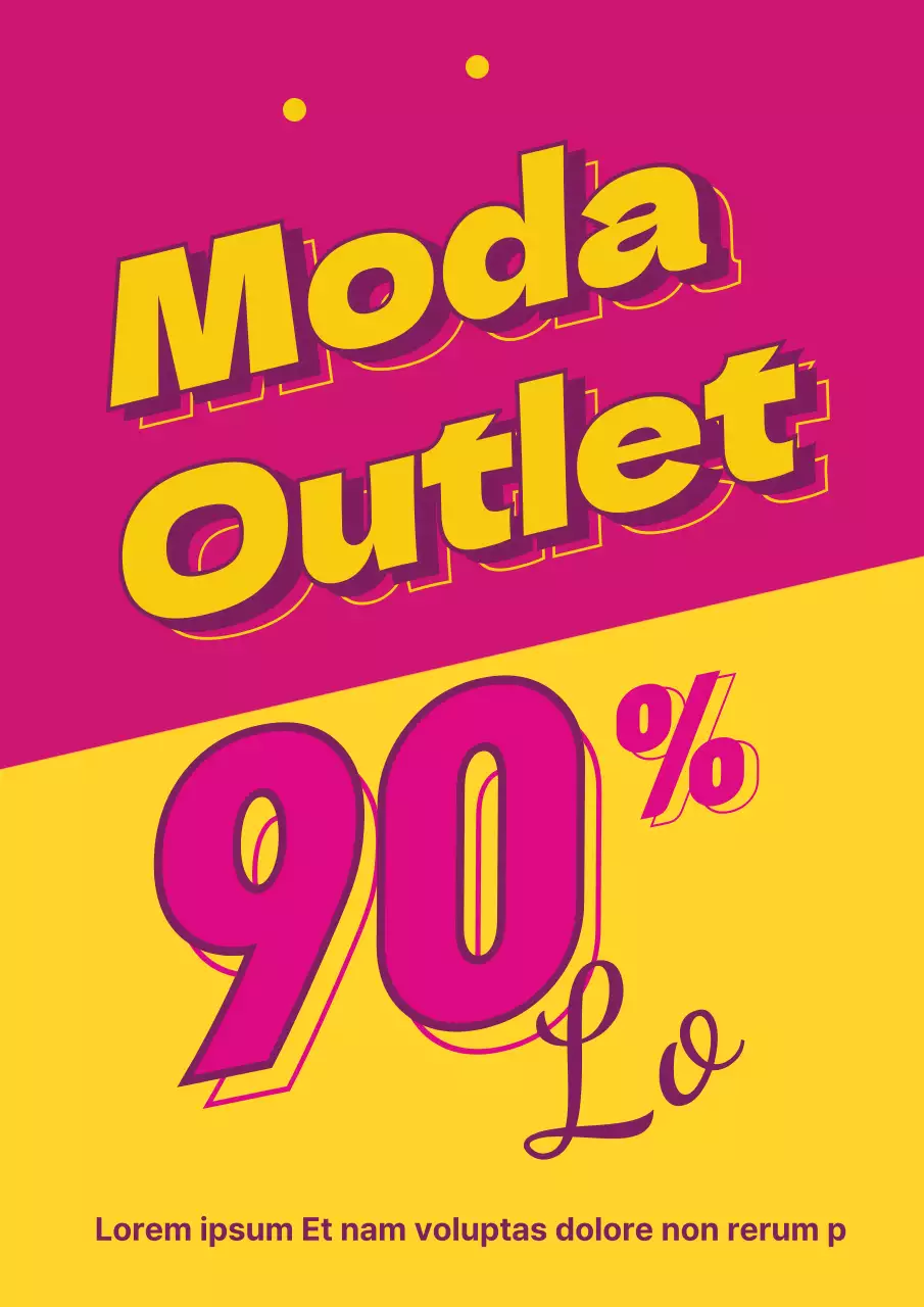 Una sencilla promoción de un centro comercial con texto en rosa y amarillo