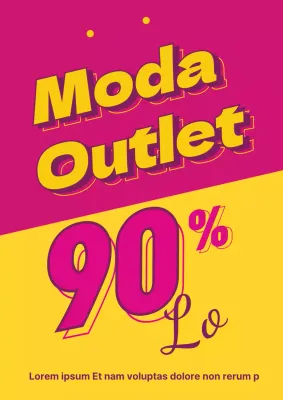 Una sencilla promoción de un centro comercial con texto en rosa y amarillo