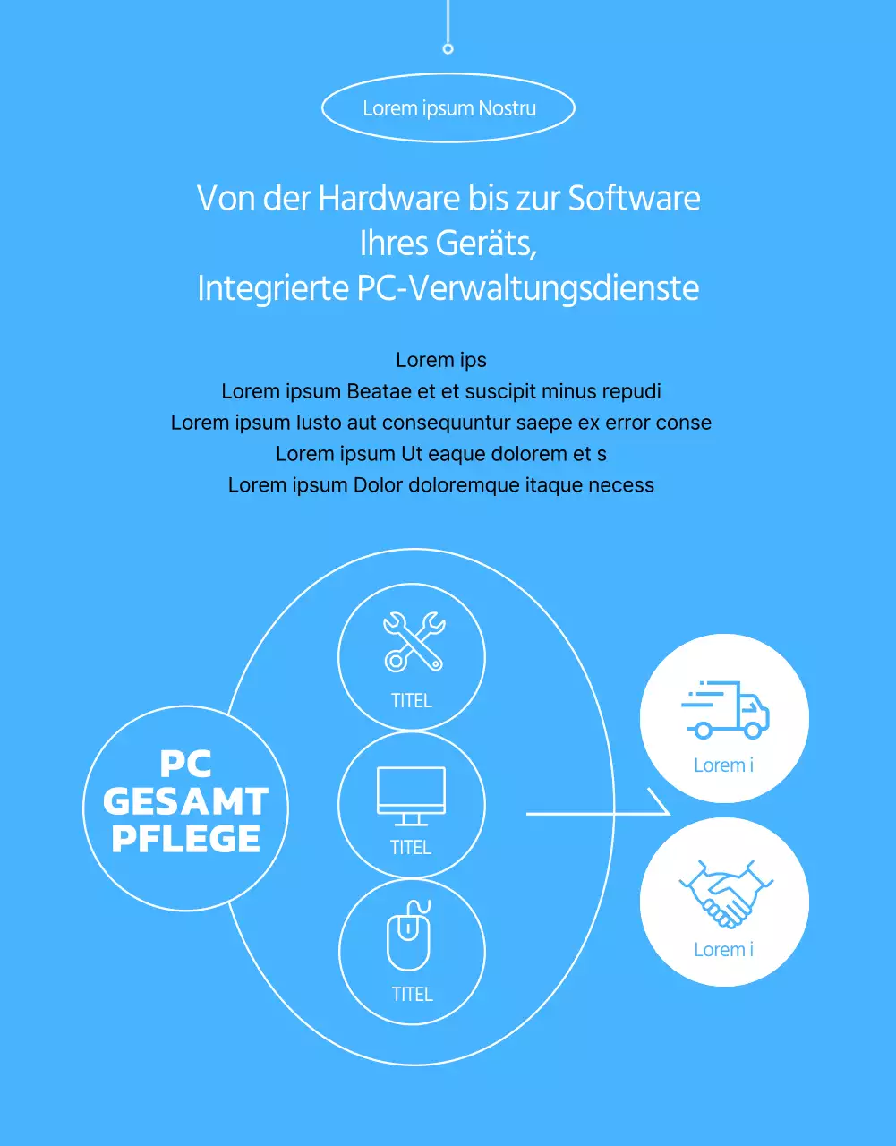 Bewerben Sie Ihre Produktreparaturzentren und Dienstleistungen mit einem sauberen, blauen Look