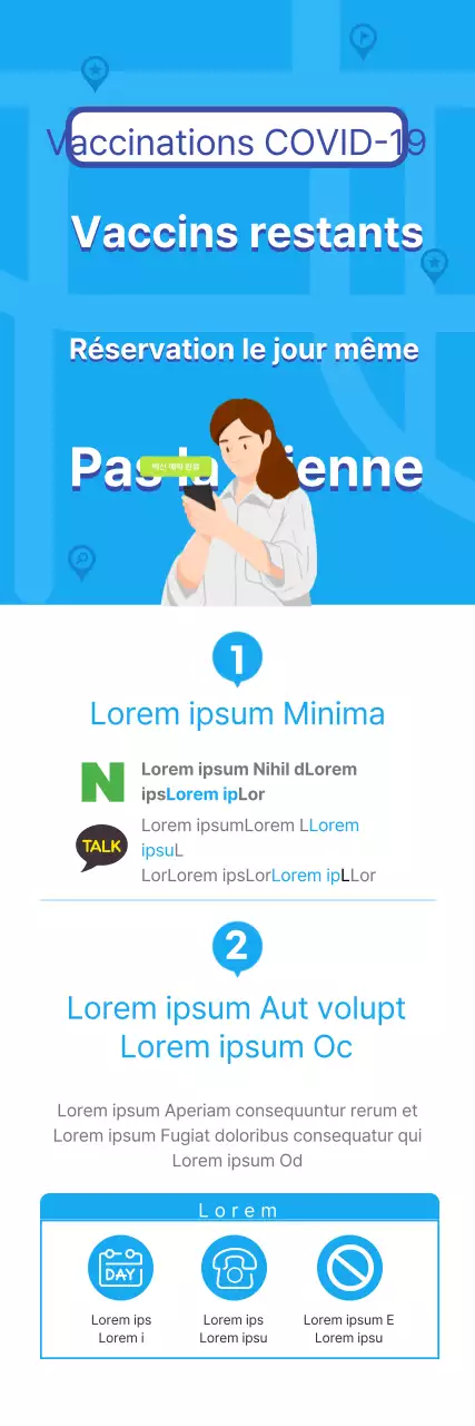 Rendez-vous pour les vaccins le jour même dans un bleu fidèle et un look épuré