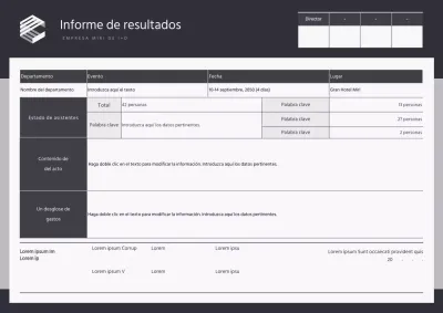 Estilo sencillo en negro y gris Informe de eventos