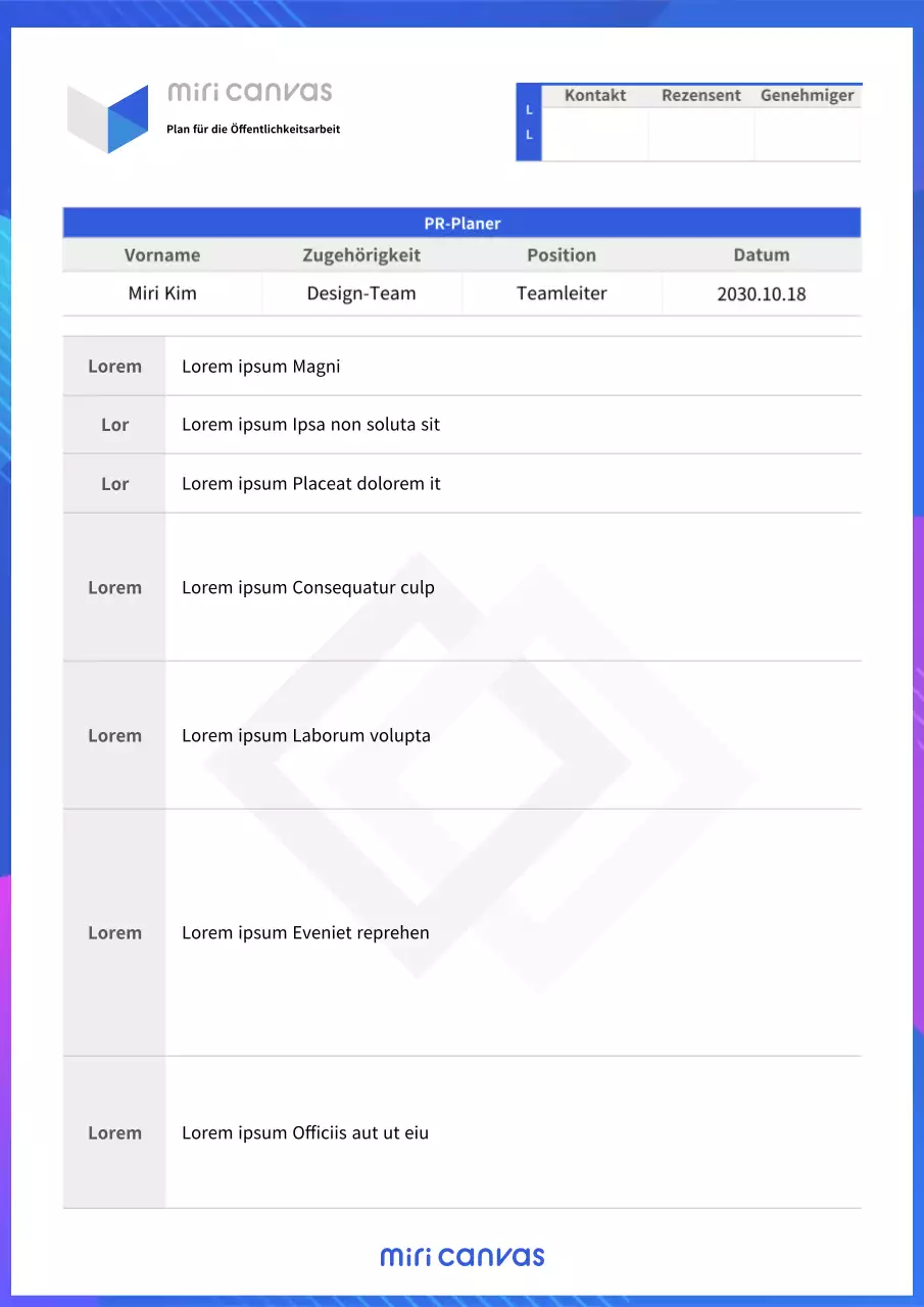 Ein sauberes blaues Pitchdeck