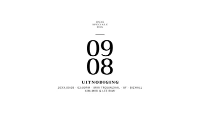 Voor een eenvoudige concepttrouwkaart met de datum in zwart gemarkeerd