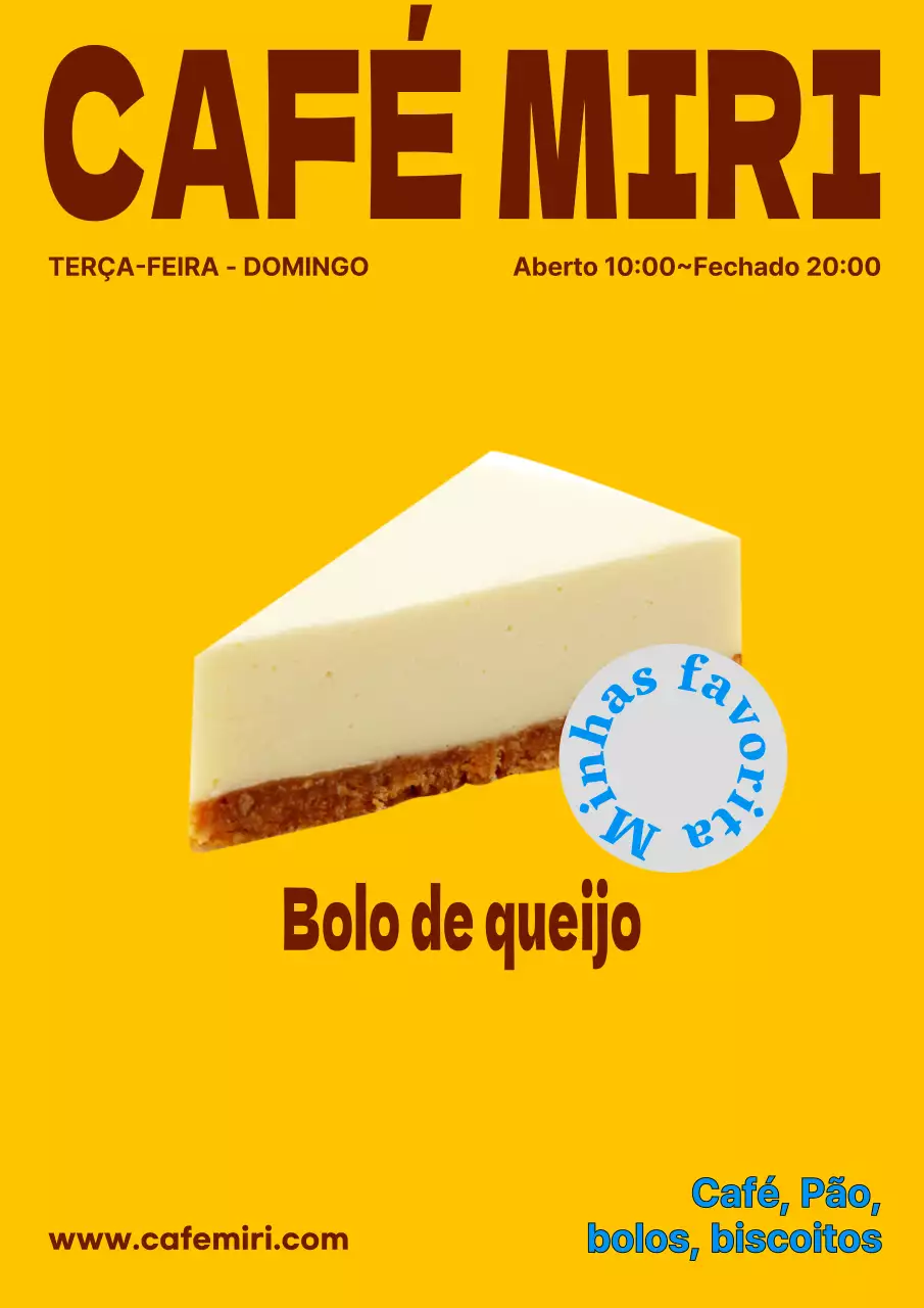 Promover um bolo de café moderno em amarelo e castanho