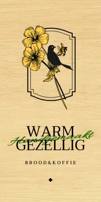 Emotioneel bakkerijcafé-ontwerp met zwarte en gele bloem- en vogelillustraties