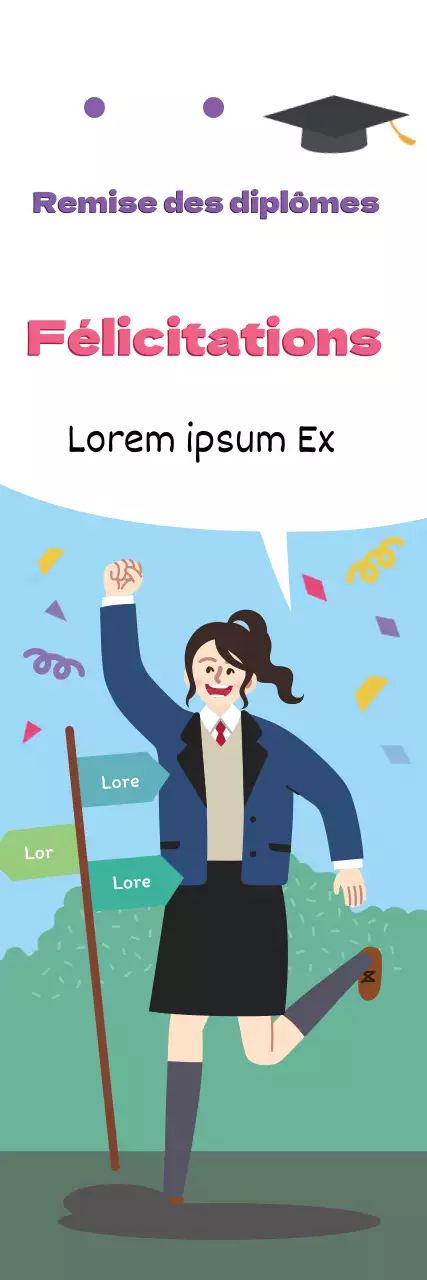 Illustration mauve verte célébration mignonne de la remise des diplômes