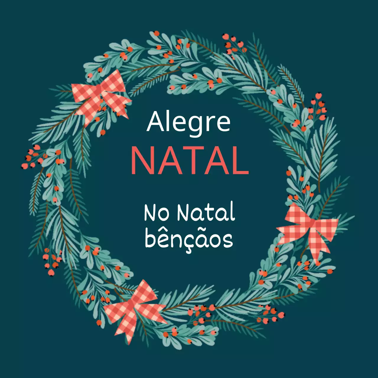 Etiqueta de felicitações de Natal ilustrada vermelho-turquesa