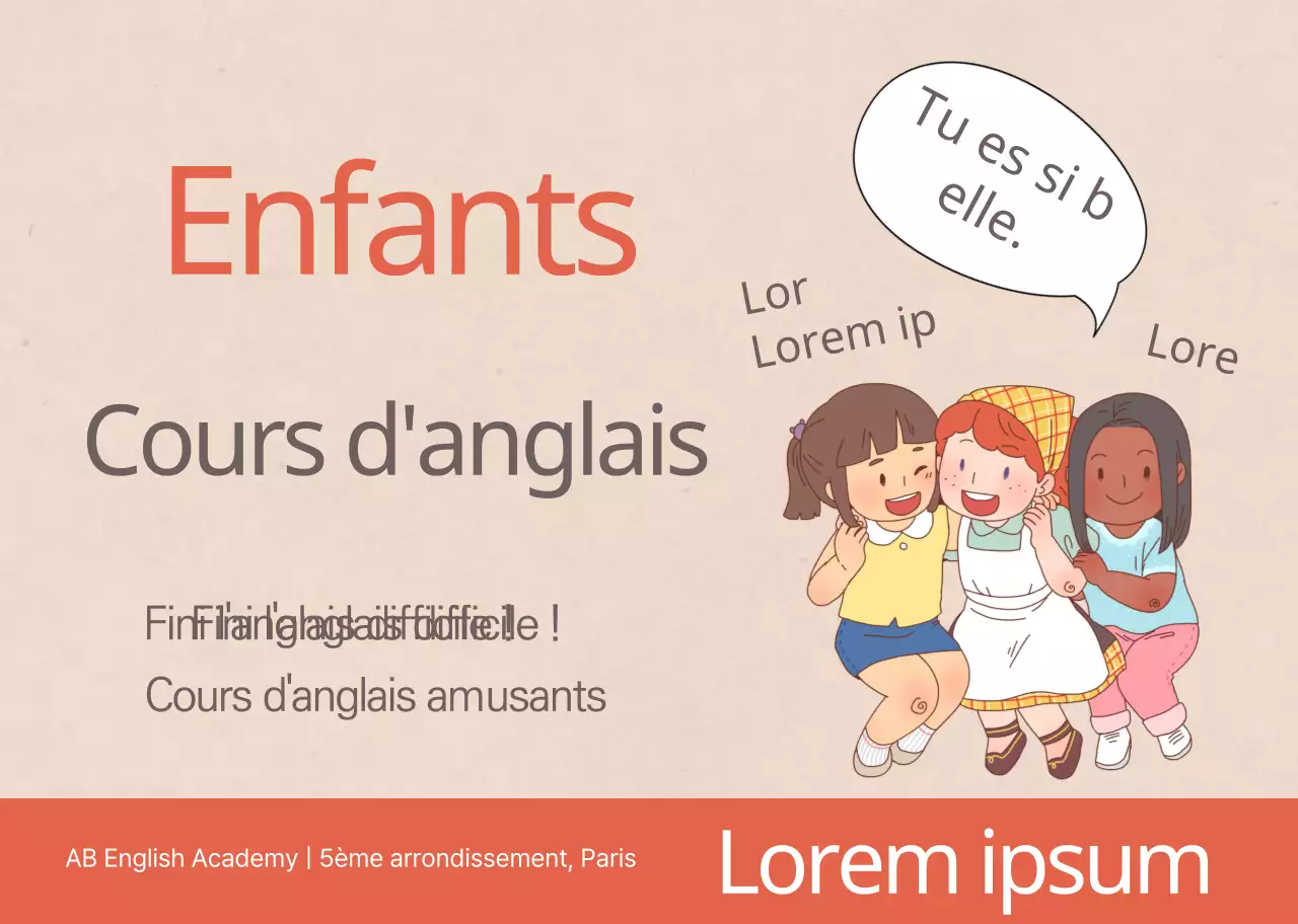 Illustration d'un personnage beige et rouge Promotion de l'école