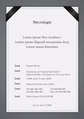 Annonce nécrologique calme et monotone