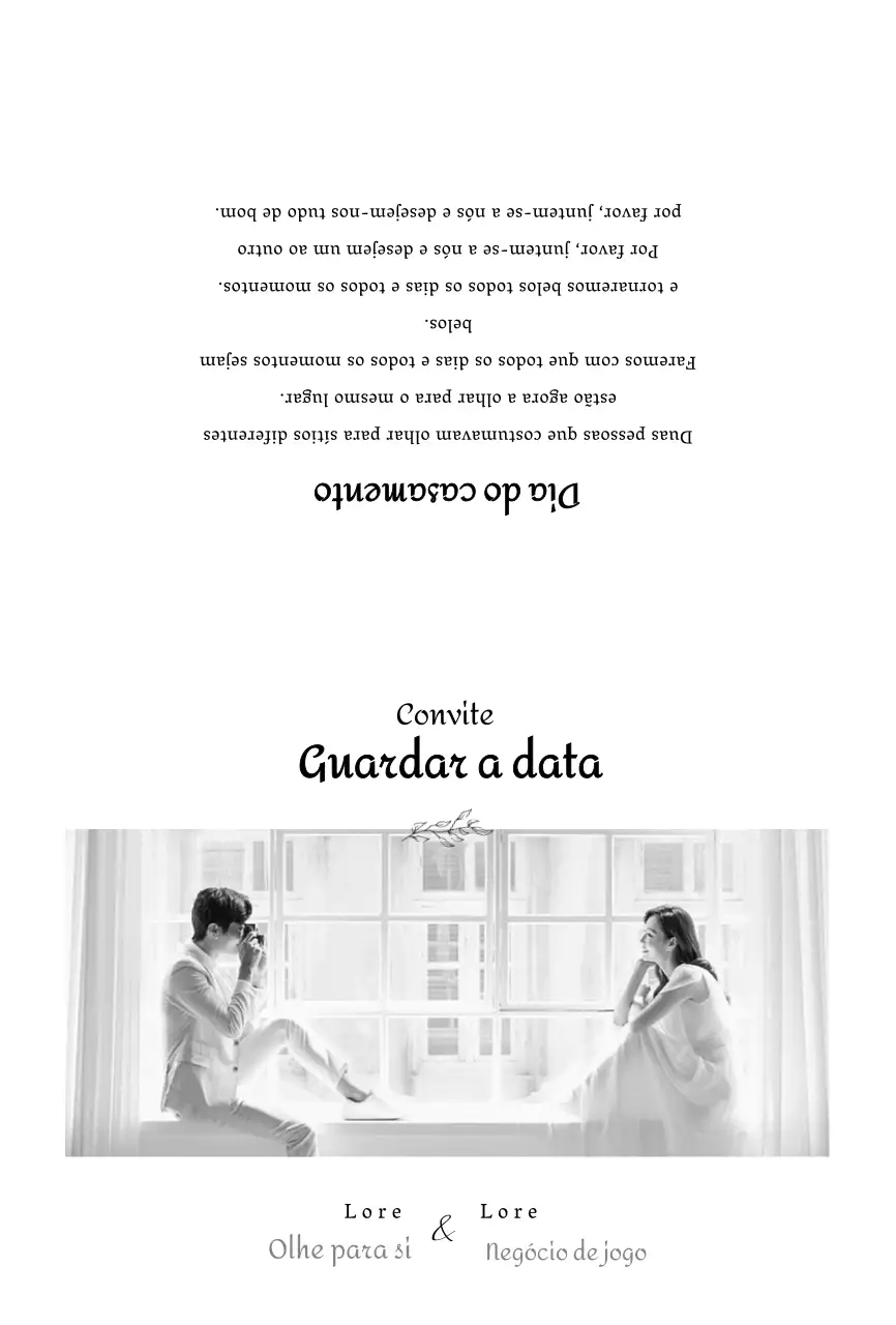Convites de casamento simples e organizados a preto e branco