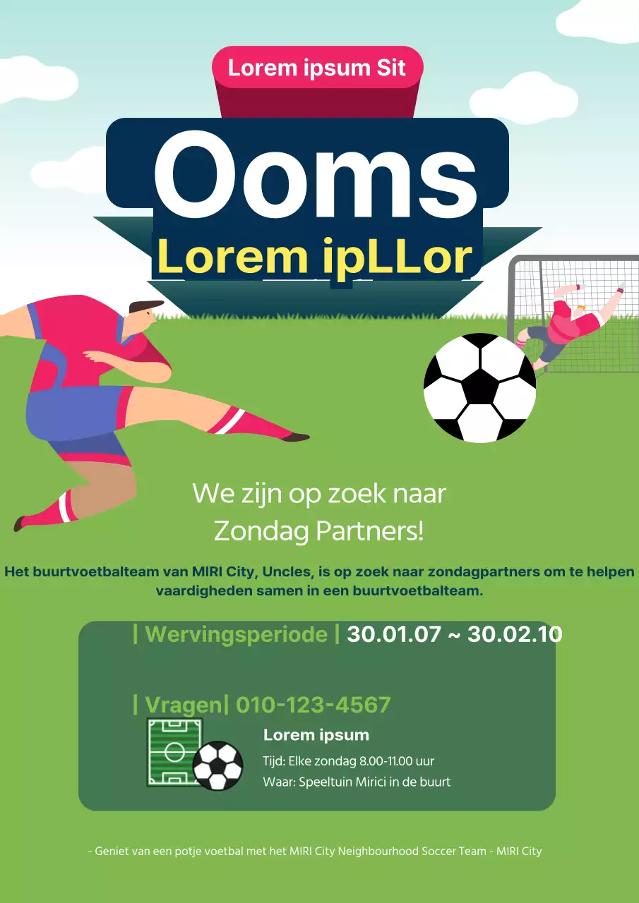 Abstract Buurtvoetbal wervingsadvertentie