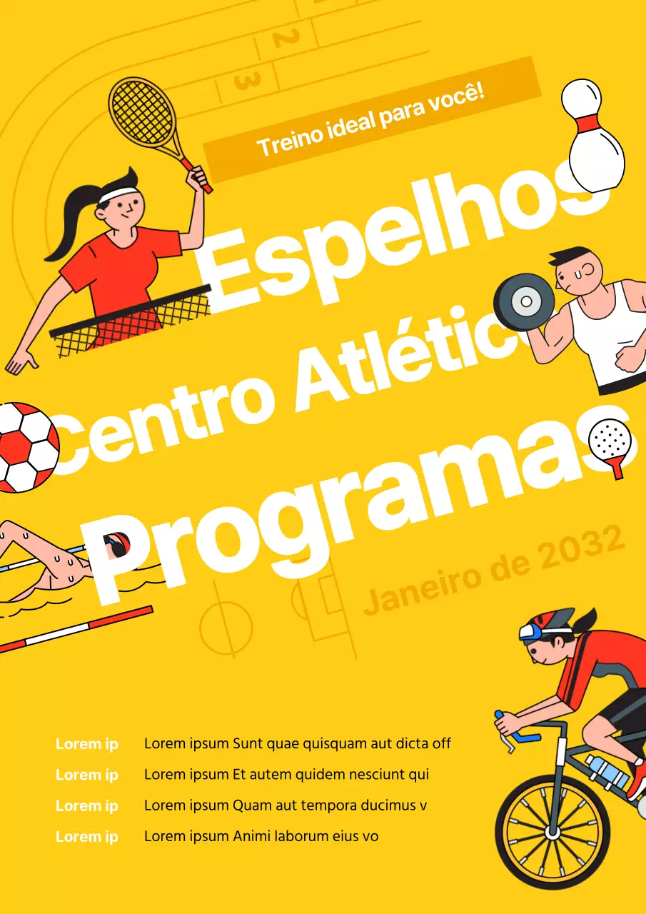 Amarelo Vermelho Branco Simples Carácter Ilustração Diagonal Conceito Ginásio Informação Tema