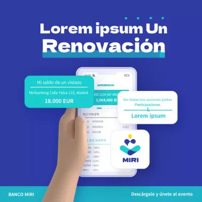 Ilustración en 3D de color azul y menta de una persona que sostiene un teléfono móvil para eventos de aplicaciones financieras.