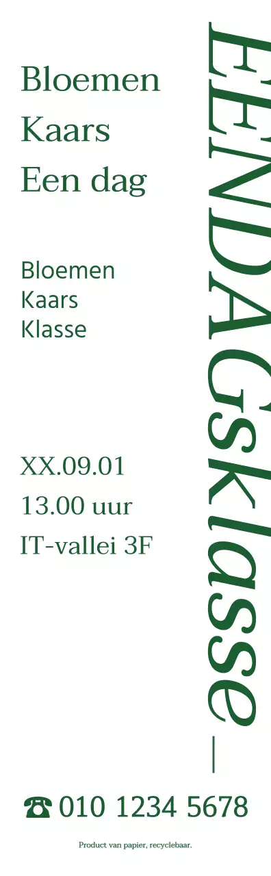 Over de eendaagse les: een eenvoudige, sentimentele bloemenkaars in beeldhouwstijl in groen.