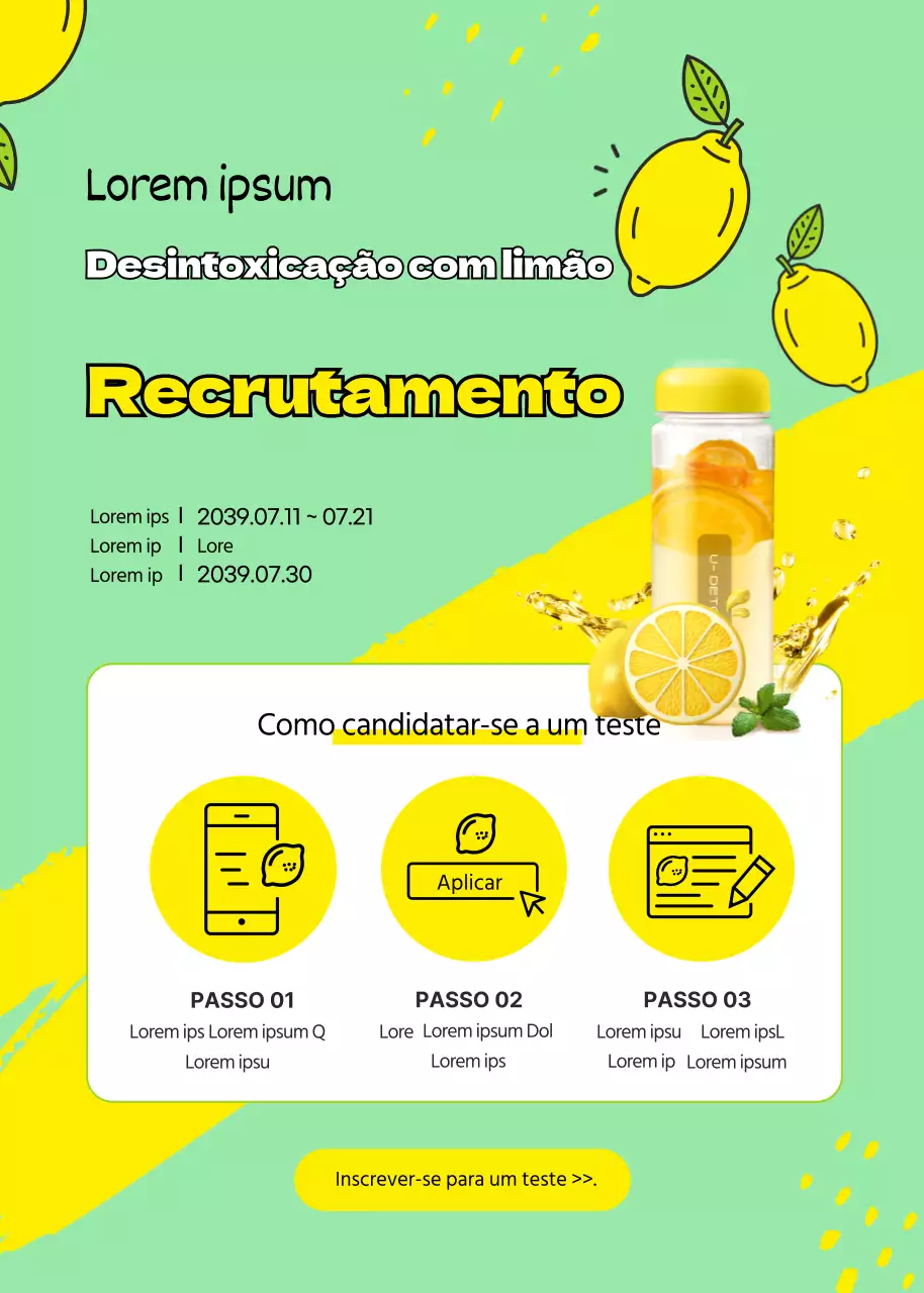 Prova de Detox de Limão Refrescante Amarelo Recrutamento Livre-se das toxinas e fique bonito com a Prova de Detox da Dieta de verão Como aplicar o ícone