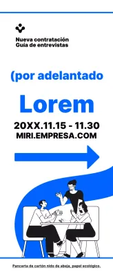 Ilustración sencilla en azul y negro con indicaciones para llegar al lugar de la entrevista de contratación