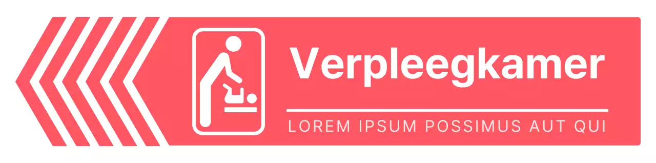 Eenvoudige, strakke routebeschrijving naar de verpleegkamer in pijlkaderstijl in levendig roze en wit