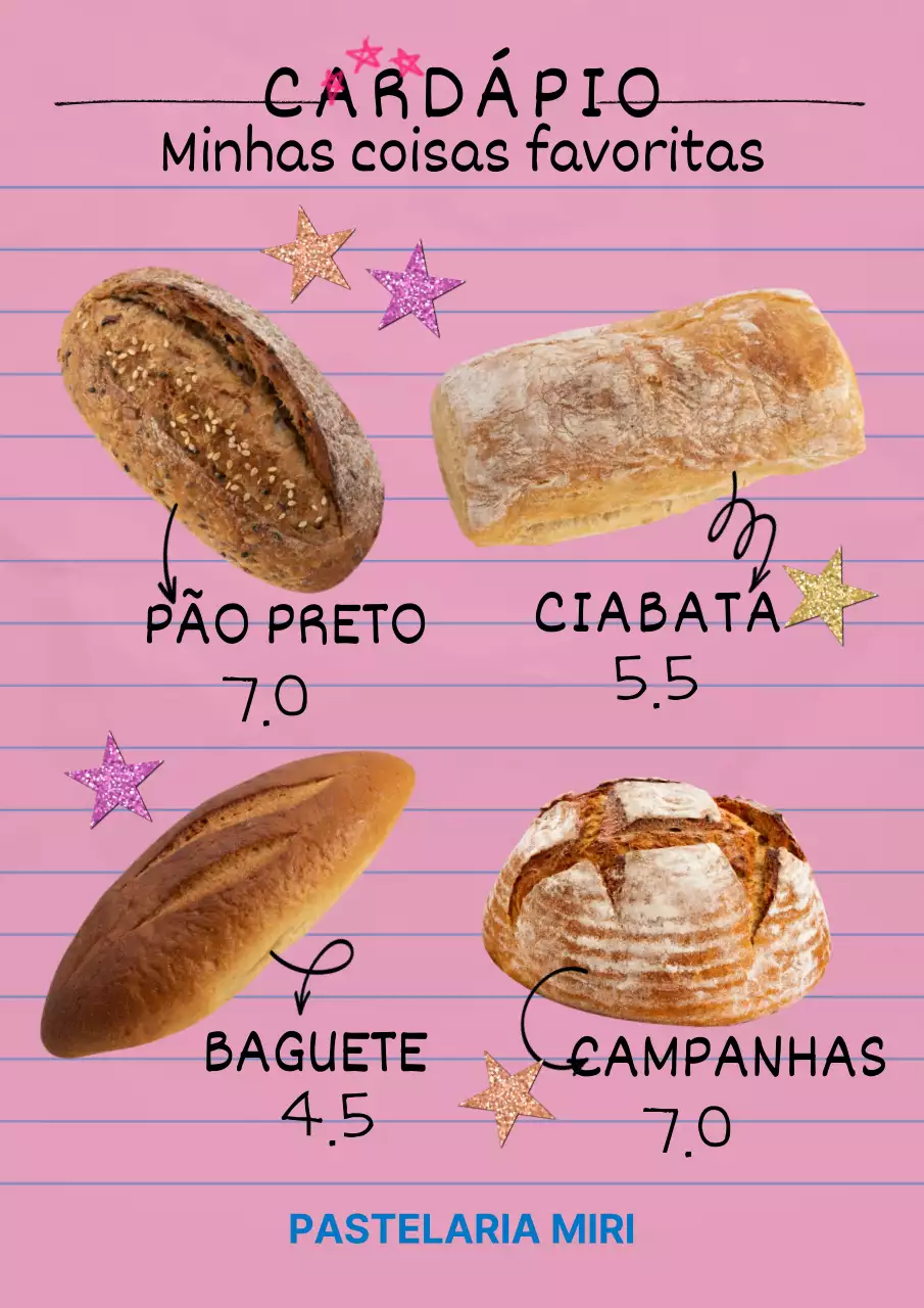 Menu do café em cor-de-rosa