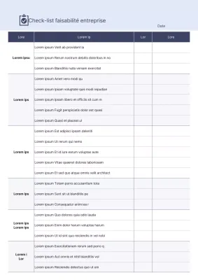 Liste de contrôle de faisabilité en bleu
