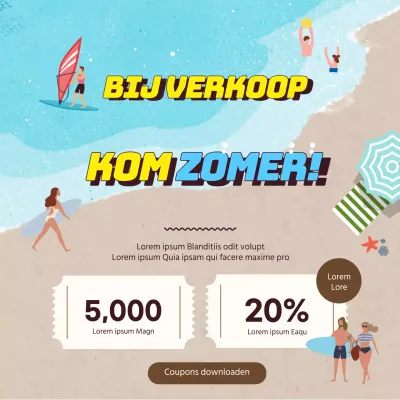 Blauw en Bruin Geïllustreerd Zomerbonnenevenement