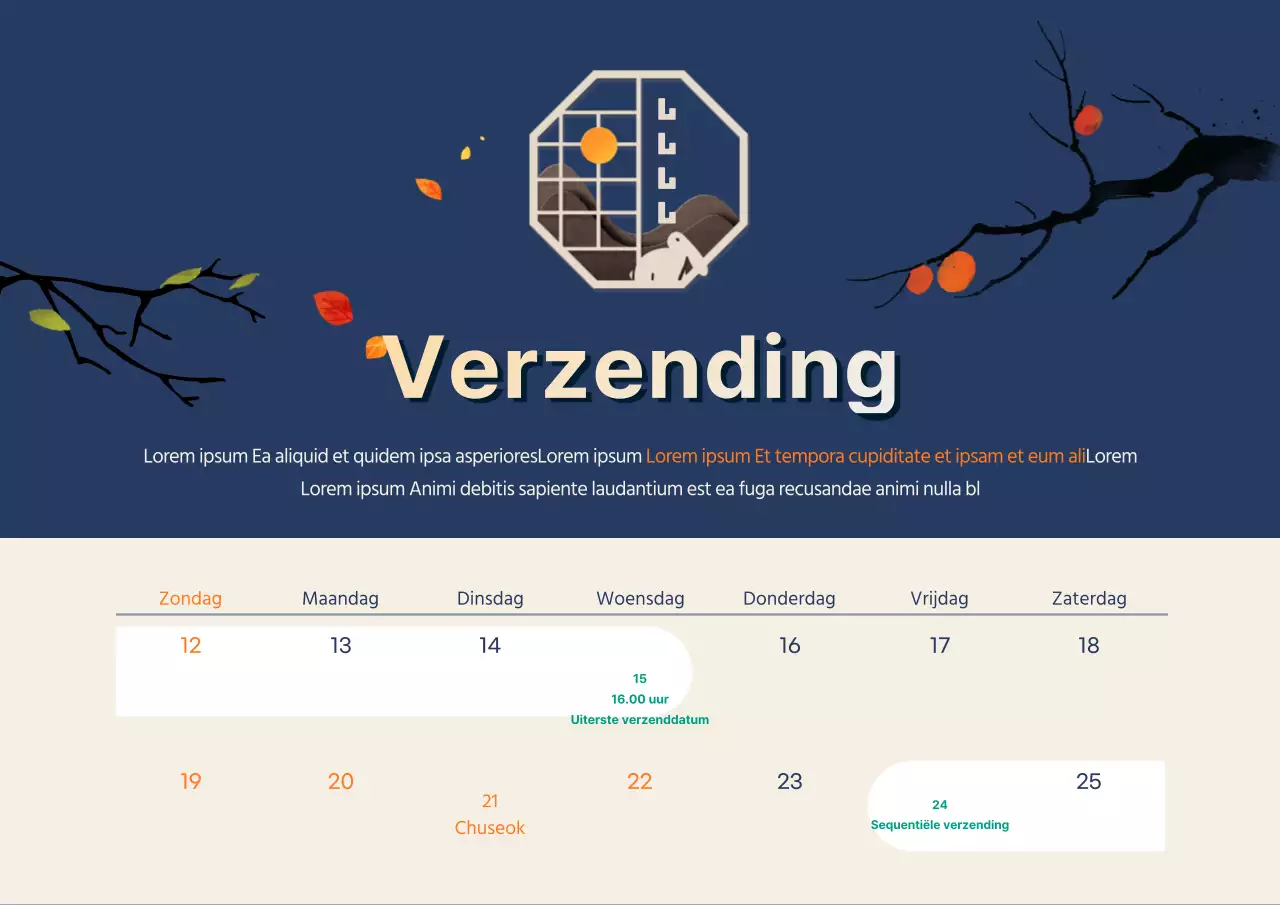 Thanksgiving bezorgbrief in een marine kleurenschema