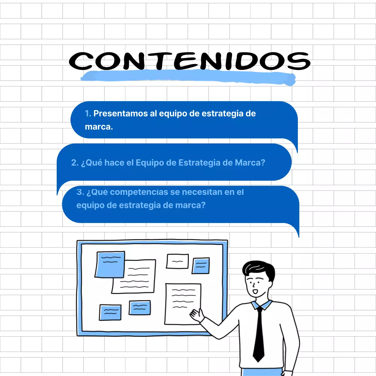 Presentación del equipo con un tema de ilustración azul CardNews