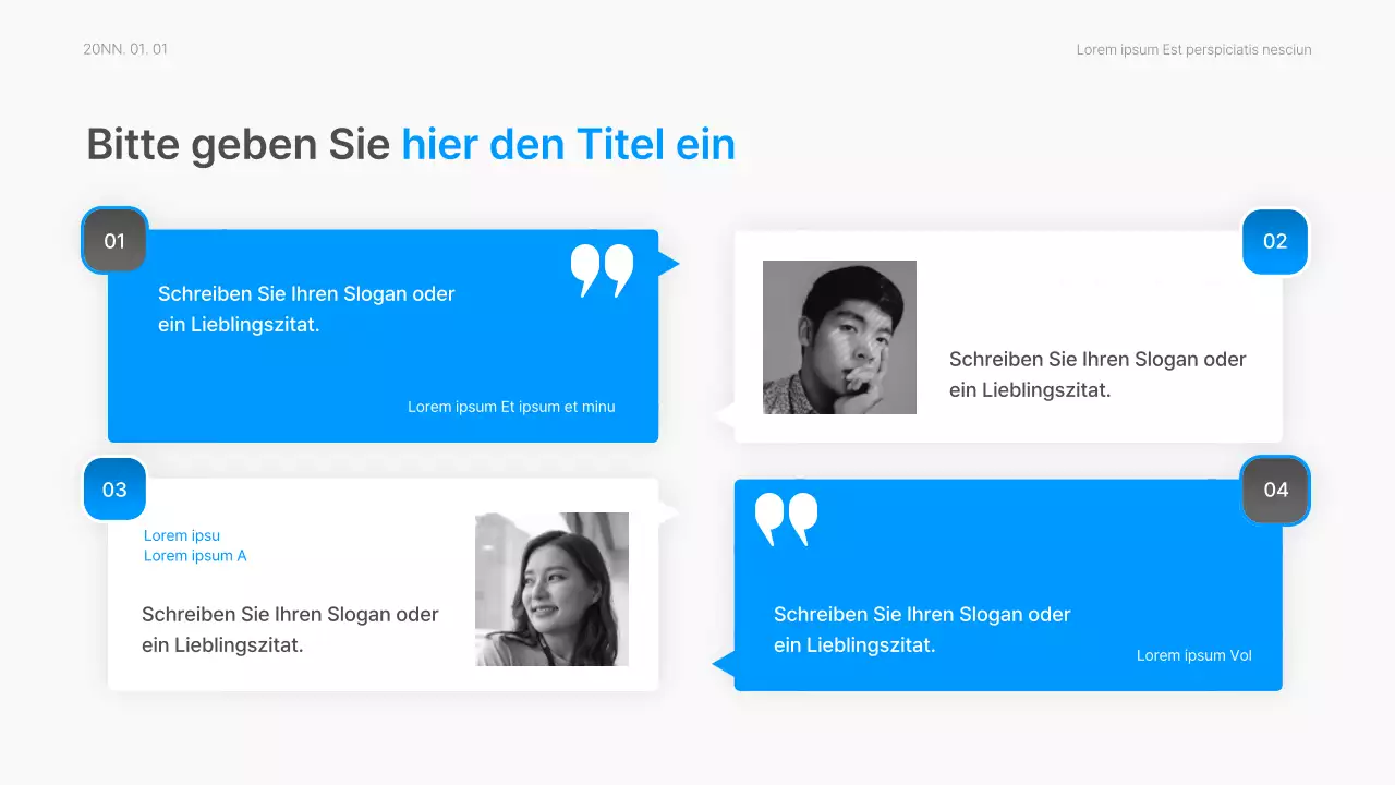Geschäftsbericht mit einem modernen Farbverlauf in Blau und Weiß