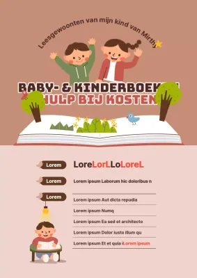 Het thema van de babyboeksteun met bruin-beige leuk illustratieconcept