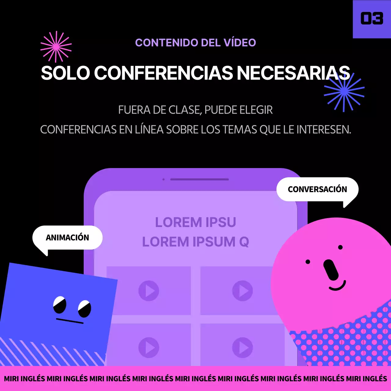 Programa de máster inglés en negro y púrpura