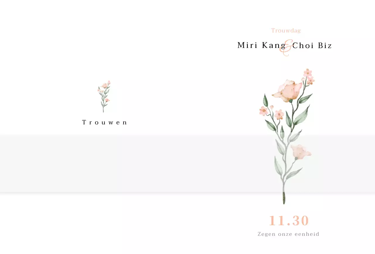 Huwelijksuitnodiging met roze aquarel bloemillustratie